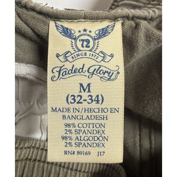 Faded Glory Pants Men Medium Cargo Jogger Streetwear Style Army Green Ankle Cuff - Picture 7 of 12